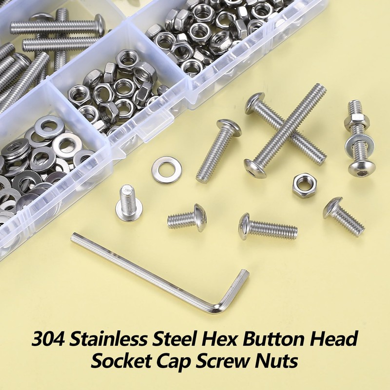 M5 Screws Set, 279 Pcs Nuts and Bolts Set, Hex