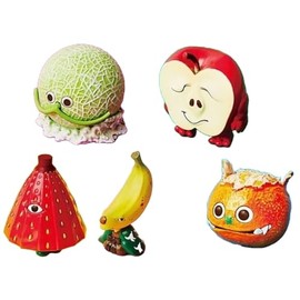 Qualia Fruit Yo-Kai Mascot Figure, Set of 5 Types, multicolor