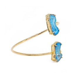 Dazzle Appeal Agate Geode Slice Gold Bracelet, Bridesmaid Gift Bracelet Agate Druzy Slice Jewellery Bracelet (Aqua)