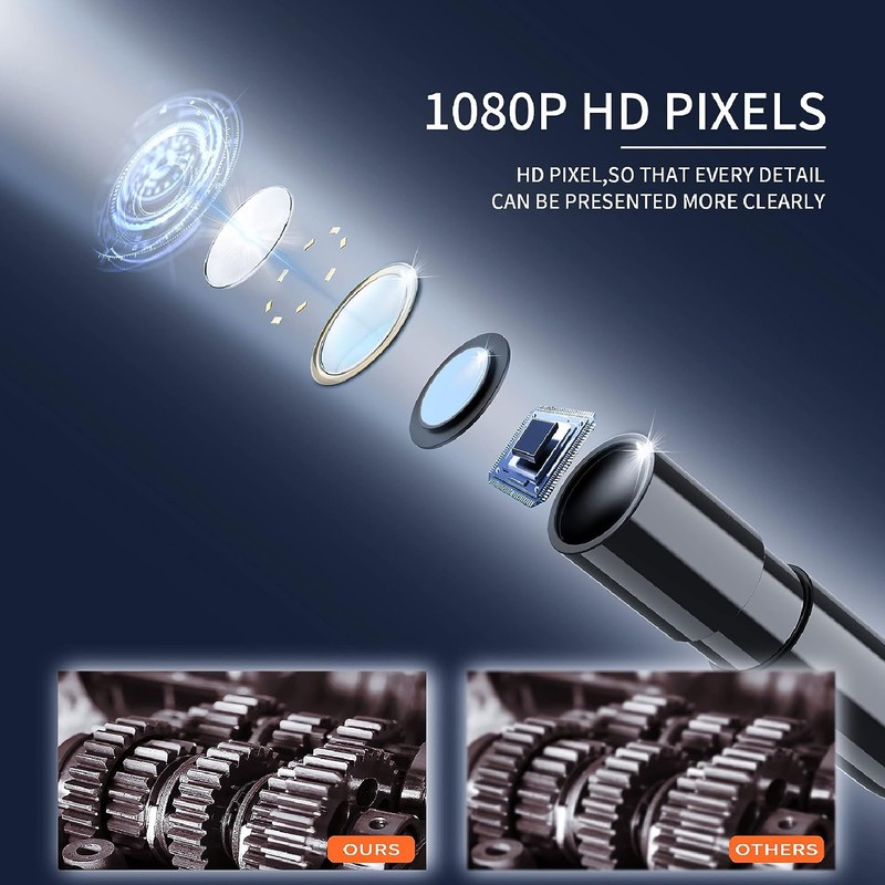 Endoscope Camera with Light IP67 Waterproof 1080P HD Sewer Inspection