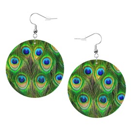 Peacock Feather Earrings For Women, Dangle Earrings Jewelry For Women, Lightweight Faux Leather Earrings Gifts