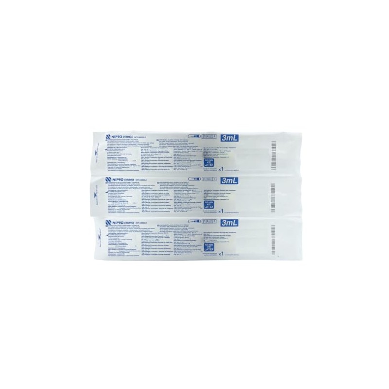 Jeringas de Plástico 3 Ml con Aguja Hipodérmica 20G X