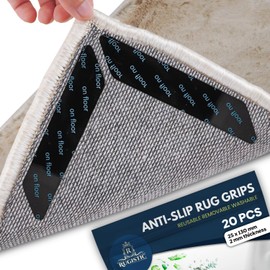 Rug Gripper 20 Pcs - Washable & Reusable Rug Grippers for Laminate - Hardwood Floor - Suitable Carpet Grippers for Marble, Wooden Floors - for all types & sizes of Rugs
