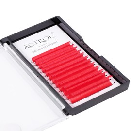 Colored Eyelash Extensions Easy Fan 9-16mm Mixed Red D Curl Easy Fanning 0.1mm Self Premade Volume Lash Supplies