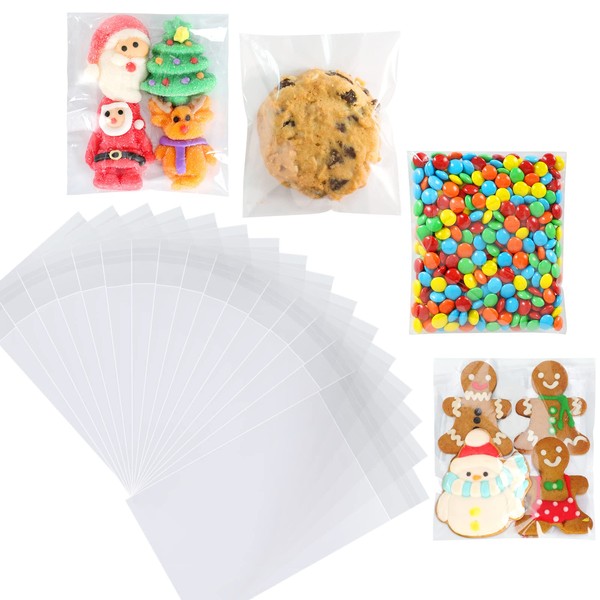 400pcs Self Sealing Cellophane Bags, 4x6 Inch Clear Cookie Bags for Packaging, Cellophane Treat Bags for Small Business, Sealable Poly Bags for Homemade Cookies, Candy, Favors, Snacks, Cards, Soap
