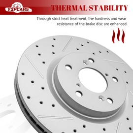 YXPCARS Ceramic Front Brakes Pad and Rotors Drilled Slotted Vented Replacement Disc Brake Kits for Honda Odyssey 2011 2012 2013 2014