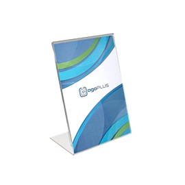ogoPLUS L Stand DIN A5 Portrait Format / Acrylic Table Stand, Flyer Stand, Menu Card Holder, Information Sign, Advertising Plate, Acrylic Glass Price Label, Stand Advertising