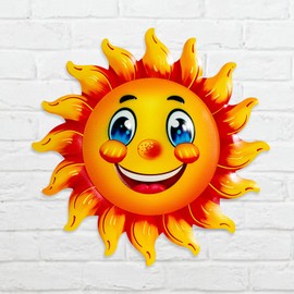 LaLamona Metal Sun Wall Art Decor, 13 inches Outdoor Wall Decoration, Sun Face Hanging Decor for Garden Yard Farmhouse Fence Room Balcony Patio (1p-b)