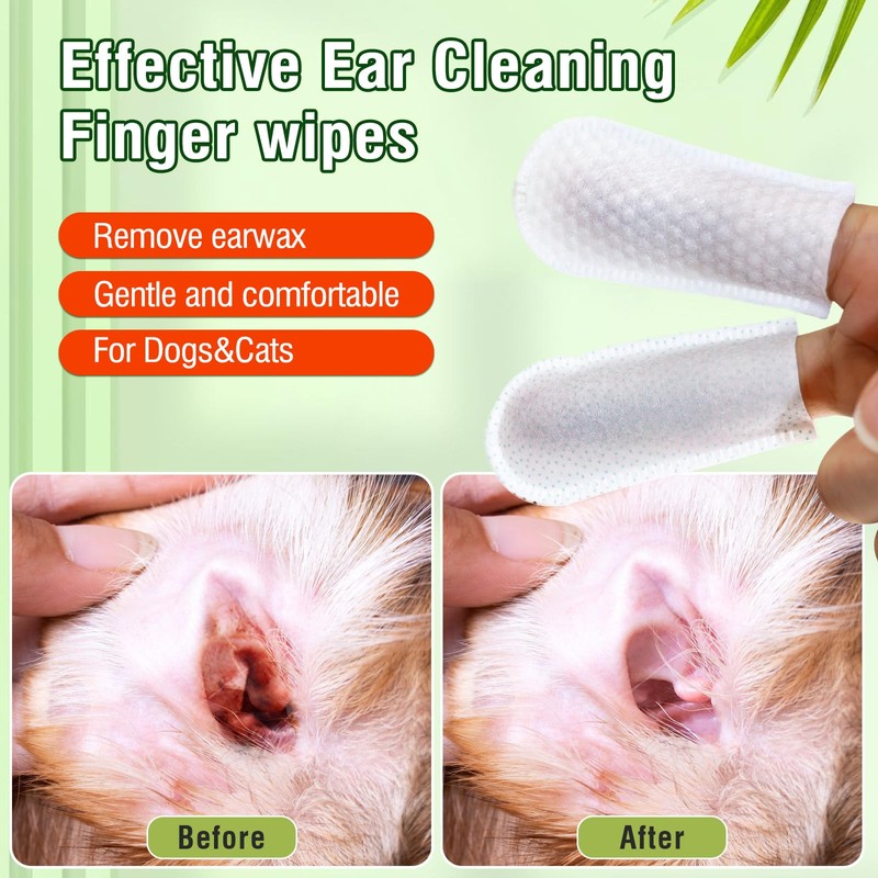 Pet Ear Wipes for Dogs and Cats,Gentle Cleansing and Odor