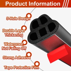 alophoty 70.5 Ft Car Door Seal Strip Universal Self Adhesive Automotive Weather Stripping Door Seal, Double Layer 5-Hole Car Door Soundproofing Strip, Rubber Seal Strip for Car Truck Door Window