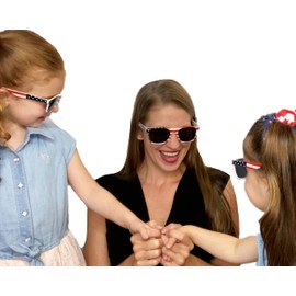 Shimmer Anna Shine Mommy and Me Matching Red White and Blue Patriotic American Flag USA Sunglasses for Women Toddler Kids Girls and Boys (Adult 2 Pack)