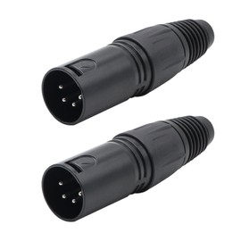 Kallaudo 4-Pin XLR Cable Connector XLR 4 Pin Male Plug Connector Mic Cable Plug Connector Audio Adapter for Microphone, Mixers, Black, 2 Pack