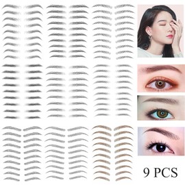 Yesallwas 9 Sheet 87 Pairs Eyebrow Tattoo Black Brown Tattoo Brow Stick on Eyebrows for Men Women False Eyebrows Transfer Stickers 4D Hair -like Eyebrow Makeup(STM)
