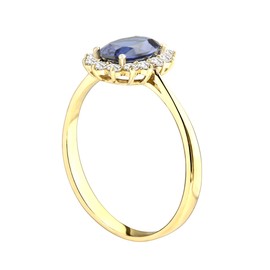 Old English Jewellers 9ct Yellow Gold Blue Sapphire Princess Diana Cluster Ring size J K L M N O P Q R S (R)