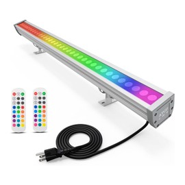 ATCD LED Wall Washer Light with RF Remote, 144W RGBW 5700K Dimmable Linear Wall Wash Light Bar, 120V-277VAC, 40" Long Perfect for Outdoor Building, Weddings, Advertising Boards, Commercial Lighting