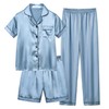 CYCHELRY Little Big Girls Grey Satin Pajamas Summer Short Sleeve
