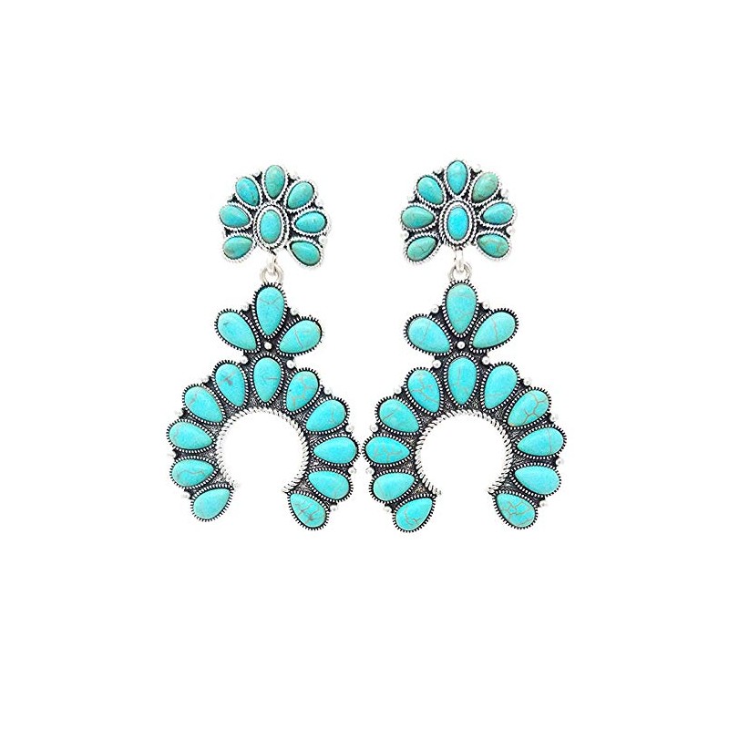 Western Squash Blossom Turquoise Post Earring (Turquoise)