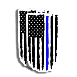 Thin Blue Line American Flag Sticker - Police Support Decal - Distressed USA Flag Sticker - Car Window Decal - Laptop Sticker - Vinyl Decal - Durable Decorative Desi - AAS0839