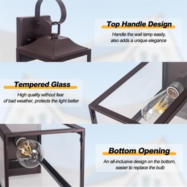 Yolsunes 19" Large Outdoor Wall Lantern 2 Pack, Bronze Exterior Lighting Fixtures Porch Light, Outdoor Light Fixtures Waterproof Wall Sconce Lamps Outside Lights for House Patio Garage Porch