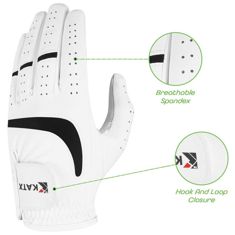 Katx Men's Full Finger Golf Glove Durable Premium Leather Left