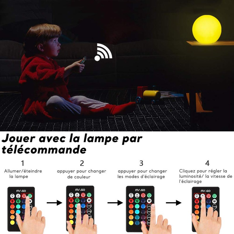 MR.GO 15 cm Light Ball LED Ball Lamp, Charger Bedside