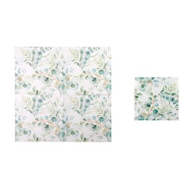 LC LICTOP 6.5IN Floral Pattern Napkins 3 Ply Guest Dinner Paper Disposable Washing Room Hand Towels For Spring Party Picnic Wedding Holiday Green Leaves Pattern 200Pcs