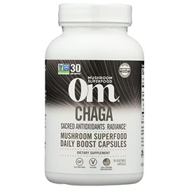 Om Mushroom Superfood Chaga Mushroom Capsules Superfood Supplement, US Grown, Sacred Antioxidants & Immune Support, Superfood Mushroom Supplement, 30 Days, 90 Capsules