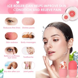 Rodillo de hielo facial, GeeRic Hielo para Masaje Facial Reutilizable para ojos, cuello, rodillo de masaje facial de belleza para eliminar círculos oscuros, rodillo facial retráctil, herramientas para el cuidado de la piel
