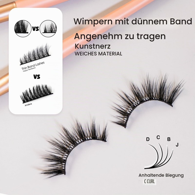 Happy Heartbeat 3D Fluffy False Eyelashes, Natural Look, Faux Mink