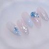 Ice Blue Handmade Nail Tips - Coffin Midi / 아이스블루