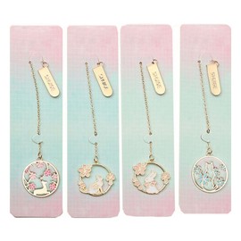 zaoalife Metal Flower Bookmark Set Romantic Pendant Bookmarks Cute Butterfly Cherry Blossom Animal Metal Bookmarks Cute Bookmarks for Book Lovers
