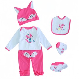 Reborn Baby Dolls Clothes Little Fox 6pcs Outfit Accessories for 17-23 Inch Newborn Baby Doll Girl&Boy Baby Doll Clothing Cute Fox Element Set