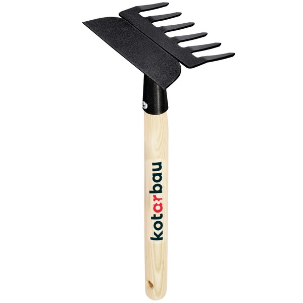 KOTARBAU® Steel Garden Hoe with Rake with Wooden Handle 330