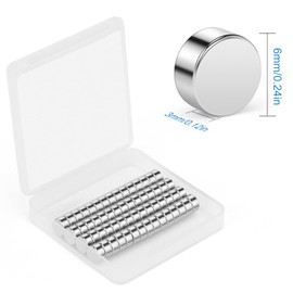 Wzone 60pcs Neodymium Magnets, 6 x 3 mm Small Magnets Round Strong Magnets for Whiteboard Fridge Pin Board Photos DIY Craft Office