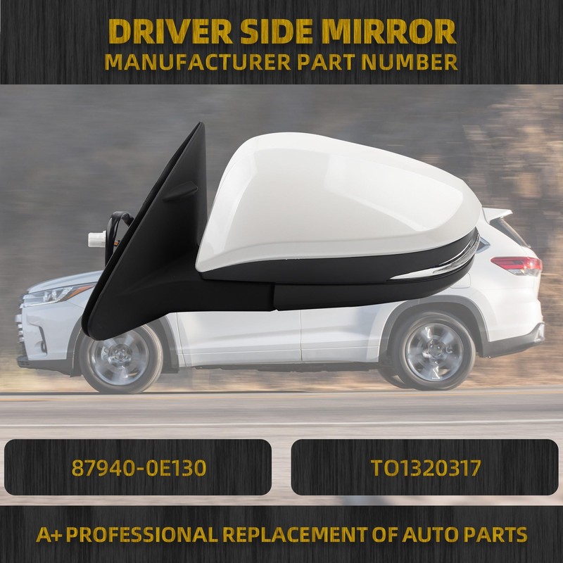 Dasbecan Left Driver Side Mirror Compatible with 2014-2019 Toyota Highlander