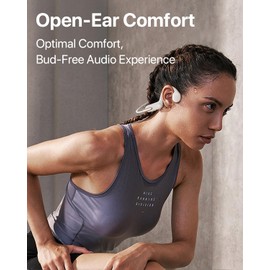 HIFI WALKER Bone Conduction Headphones Bluetooth 5.3 with MP3 Player Built-in 32GB Memory, IPX8 Waterproof Swimming Headphones Open-Ear Sports Headset with Mic & Voice Control for Running, Cycling