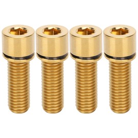Alomejor 4-Piece Bicycle Handlebar Shaft Bolts, Hex Socket Screws Made of Titanium Alloy M7 x 20 mm for Mountain Bikes (Gold)