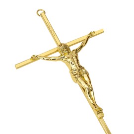KUXBET Crucifix Wall Cross, Metal Wall Hanging Cross,10inch Gold Jesus Crucifix Home Décor, Gift for Family