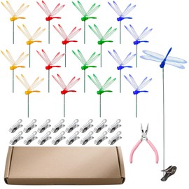 Xyntara Dragonfly Clip Bug Repellent 16 pcs - DIY Dragon Fly Clips for Bugs Repellent, Outdoor Fake Dragonfly Rod Clip, Fly Scare Devices for Indoor Garden Decor
