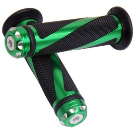 MotorToGo a04 Green Motorcycle Grips,7/8" 22mm Handlebar Gel Grips With Green End Caps Compatible for 2009 Kawasaki Ninja ZX14 ZX1400C