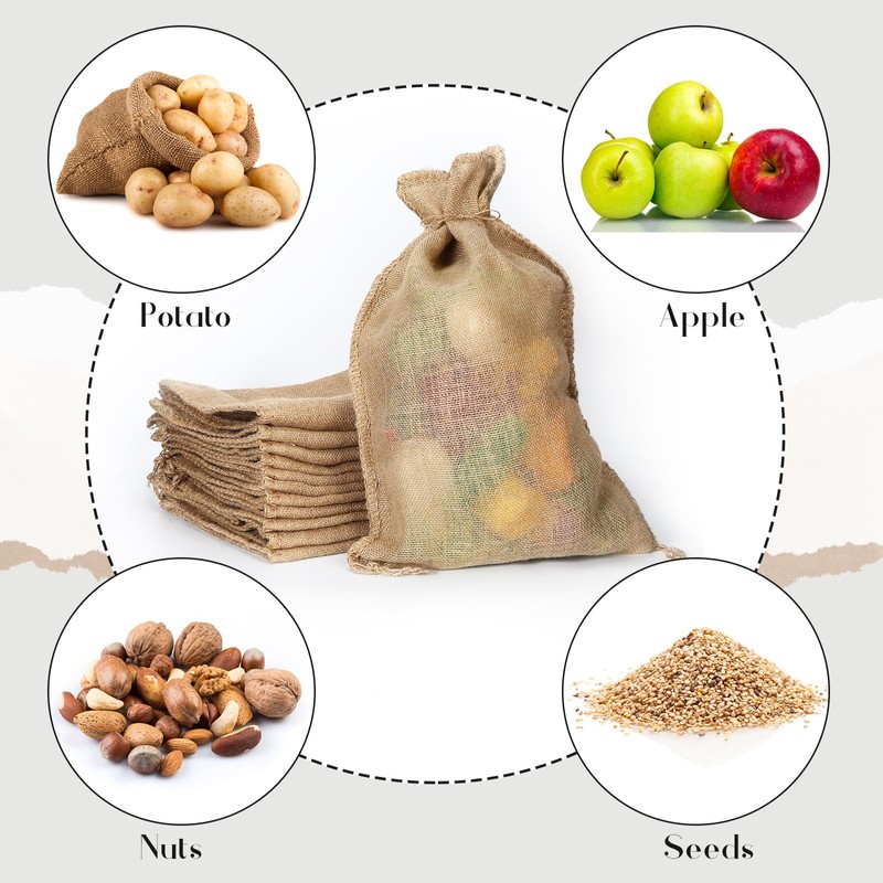 Windyun 12 Pack Potato Sack Race Bags Burlap Bags with