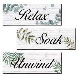 Milisten 1 Set Bathroom Wall Signs Toilet Hanging Sign Relax Soak Unwind Sign Board Kitchen Dining Living Room Wall Decoration (29.0X10.0X1.0cm)