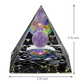 Rockcloud Tree of Life Orgone Pyramid Crystal Stone Energy Generator Blanacing Chakra for Yoga Reiki Meditaion, Amethyst