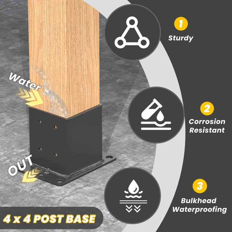 TAYORY 4x4 Post Base 2 Pcs, (Inner Size:3.6"x3.6") Heavy Duty