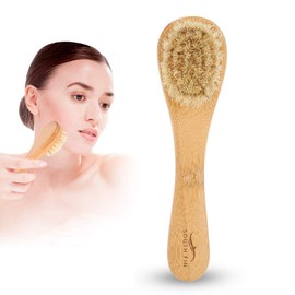 Cepillo facial de mango de madera, Manejo de madera Cepillado facial Furroking Cimpuera de limpieza de piel Cepillo de depuración para hombres Mujeres