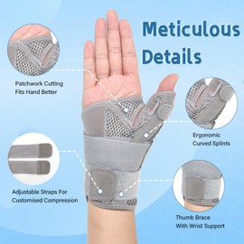Shellvcase New Upgraded Thumb Splint for Right & Left Hand, Thumb Brace forArthritis Pain And Support, Tendonitis, Thumb Stabilizer for Sprains, Grey Thumb Support for Men & Women （Grey）