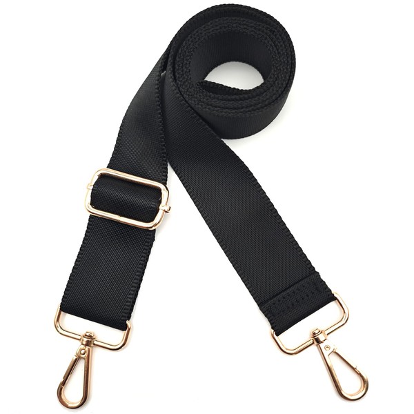 Xundefeng 3.8 cm Black Wide Bag Strap, Adjustable Shoulder Strap