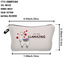 Livel lhood Funny Lama Makeup Bag Small Organizer Zipper Pouch You Are Amazing Cosmetic Bag Birthday Present for Llama Lovers Women Friends