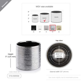 WGVI Silver Etched Ceramic Cylinder Vase Width 5.5" Height 5", Flower Arrangements, Candle Holder, Terrarium Planter Pot, Storage Container Organizer, Pen Brush Holder, Scratched Texture Design, 1 Pc