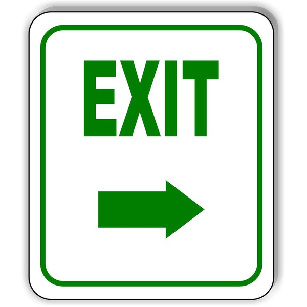 EXIT DIRECTIONAL RIGHT ARROW GREEN Aluminum Composite Outdoor Sign 15"